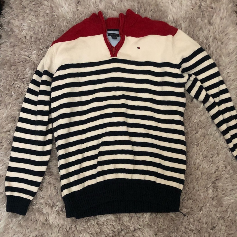 Tommy Hilfiger Sweater Red Blue & White Stripes